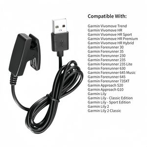 <span class=keywords><strong>Cable</strong></span> de <span class=keywords><strong>carga</strong></span> con clip de cargador USB para reloj inteligente para <span class=keywords><strong>Garmin</strong></span> Forerunner <span class=keywords><strong>235</strong></span>/735XT/630/645/230/ Vivomove HR/ Approach S20 - Product Image 1