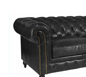 โซฟาเชสเตอร์ฟิลด์ระดับไฮเอนด์ 3 ที่นั่ง หนังแท้ ตกแต่งกระดุมลึก โซฟาอาร์มแชร์ เฟอร์นิเจอร์ห้องนั่งเล่นสุดหรู สไตล์คลาสสิกเหนือกาลเวลา - Product Image 4