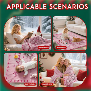 <b>Pink</b> Floral Print Flannel Fleece Throw <b>Blanket</b> With Tree And Butterflies Design For Home Use Winter Season - Product Image 4