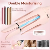Alat Pengeriting Rambut Otomatis 3in1 dengan 2 Barel Keramik dan Sisir Pelurus Rambut, Pengeriting dan Sisir Pelurus Rambut