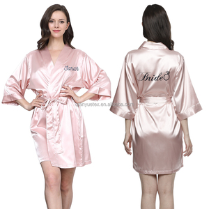 Batas de Baño para Mujer, Venta Caliente de Fábrica, Impresión Personalizada, Logotipo Bordado, para Spa, Bodas, Damas de Honor, Fiesta Nupcial, Bata de Seda Satén con Cuello en V - Product Image 5