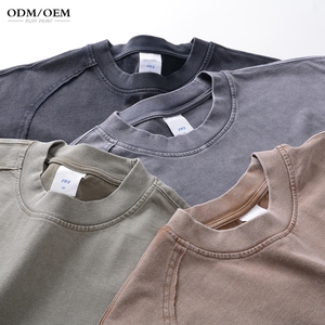 Camiseta AR043 para Hombre, Estilo Vintage, Ropa Urbana, 100% Algodón, Batik, Lavado Ácido, Hip Hop, Impresión Personalizada, Impresión Puff, Cuello Redondo, para Exteriores - Product Image 2