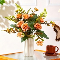 Bouquet de fleurs artificielles en tissu de soie, arrangement floral fait main, centre de table réutilisable, décoration de mariage