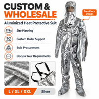 Ensemble veste et pantalon aluminisés résistants à la chaleur avec visière en polycarbonate pour la fonderie, la verrerie, la métallurgie, vêtements de travail industriels, vente en gros