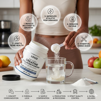 Poudre de créatine et de peptides de collagène certifiée GMP, formule personnalisée, vente en gros, pure, antioxydante, pour la croissance musculaire des adultes