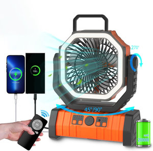 Ventilateur portable électrique 20000mAh avec batterie rechargeable, lampe LED, moteur sans balais silencieux pour camping extérieur, maison, voiture, hôtel, boîte - Product Image 1