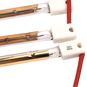 Lámpara de Curado de Pintura Infrarroja de Cuarzo de 800W, 200mm, 220V, Tubo Único con Recubrimiento de Medio Oro, Ángulo de Haz de 180° - Product Image 1