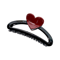 Grande pince à cheveux pour femmes 13cm rose personnalisé Design amour en forme de coeur pince à cheveux pour femmes Saint Valentin gros cheveux jumbo en plastique 13cm en plastique