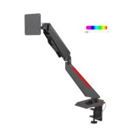 Bras de montage pour écran de jeu pour ordinateur portable GE22 15-32 pouces avec réglage de la tension du ressort à gaz et base de rétroéclairage LED RGB