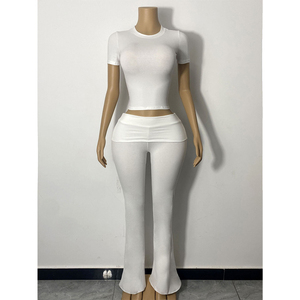 OEM高品質レディースラウンジウェアセット ツーピースセット エレガントなラグランスリーブ ヨガパンツ ヘアバンド付き女性用衣料 - Product Image 3