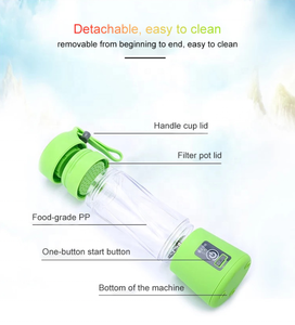 <span class=keywords><strong>Mini</strong></span> portatile di Plastica Bottiglia di Succo di Frutta Tazza Frullatore USB Ricaricabile Automatico Veloce di Miscelazione Frutta Spremiagrumi Elettrico - Product Image 2