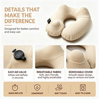 Almohada de Viaje Inflable en Forma de U, Fresca para el Verano, Válvula de Presión Patentada, Funda Transpirable y Lavable, Bolsa de Almacenamiento Plegable