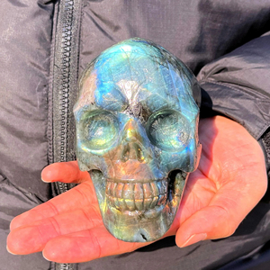 Venta al por Mayor de Calaveras de Labradorita Natural de Alta Calidad, Talladas a Mano, Estilo Bohemio, para Decoración del Hogar, Halloween, 4-5cm, a la Moda - Product Image 5