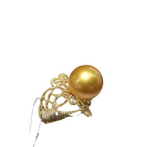 Anillo Fino Chapado en Oro de 18K, Redondo de 12-11mm con Base de Luz Intensa, Brillo Natural de Cuero, Ligeras Imperfecciones, Cuentas de Oro Lisas - Product Image 5