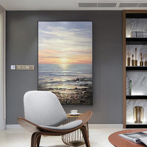Tableau mural paysager moderne, peinture à l'huile abstraite faite à la main sur <span class=keywords><strong>toile</strong></span>, <span class=keywords><strong>vue</strong></span> sur la mer, personnalisable pour la décoration intérieure - Product Image 3