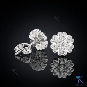 Lab Grown Diamond Flower Cluster <b>Stud</b> Earrings 14K 18K Solid Gold Round Brilliant Cut Floral Fine Women Jewellery Anniversary Gi - Product Image 3