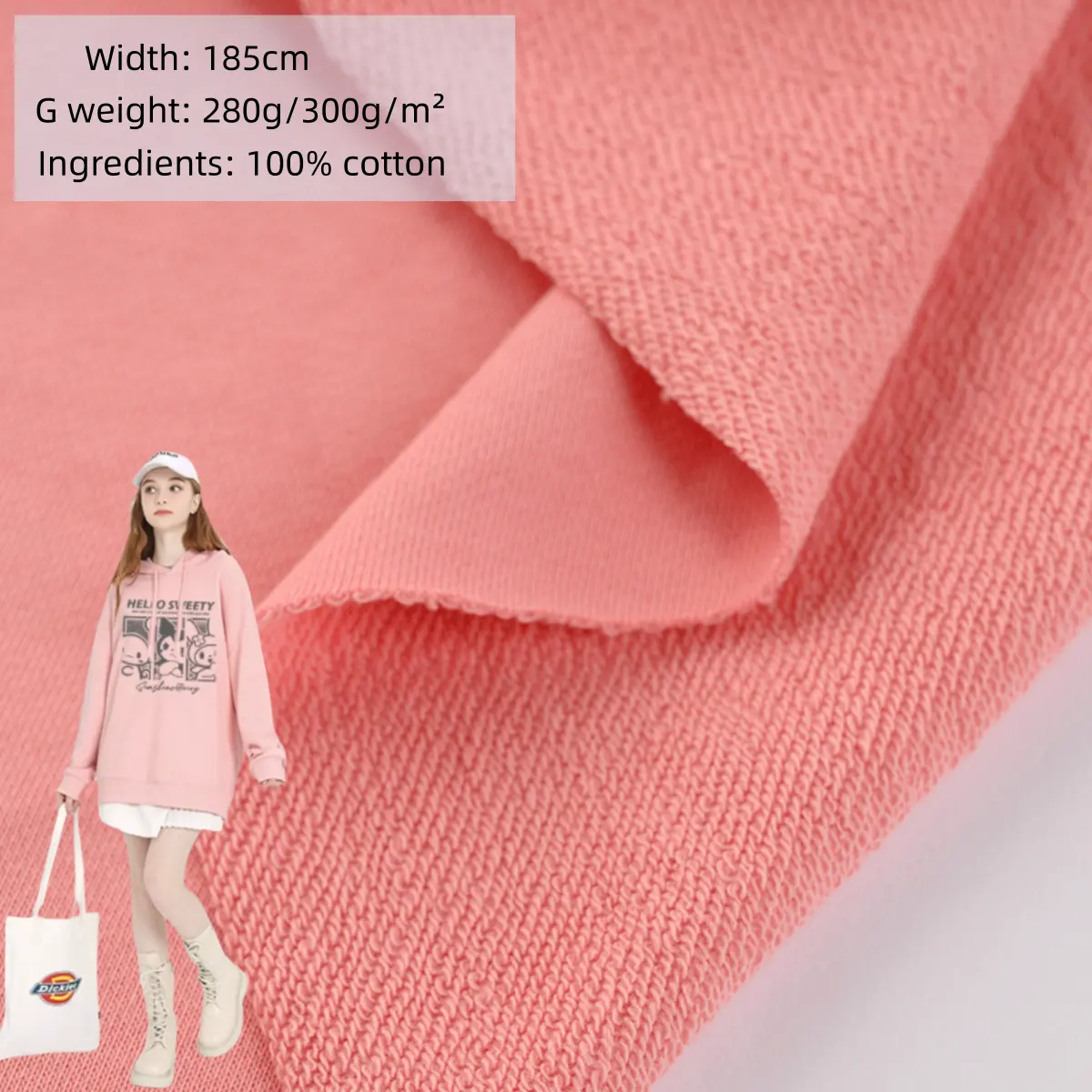 Kunden spezifische hochwertige Komfort 00% Baumwolle Strick Sweatshirt Stoff Baumwolle Französisch Terry Hoodie Sweatshirt Stoffe