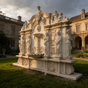 Fuente de <span class=keywords><strong>Trevi</strong></span> Personalizable, Gran Fuente de Mármol Blanco Tallada a Mano, Estilo Moderno, Decoración de Agua para Exteriores, Hogar, Jardín y Parque - Product Image 4