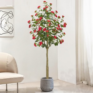 Grand camélia vert arbre Simulation décoration de sol de maison avec fausse <span class=keywords><strong>plante</strong></span> de fleur en plastique pour <span class=keywords><strong>Amazon</strong></span> gros ornements en pot - Product Image 2