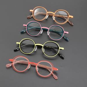 กรอบแว่นกลมน้ำหนักเบาพิเศษหลากสีสำหรับผู้ชายผู้หญิงเลนส์สีเรียบย้อนยุค - Product Image 2
