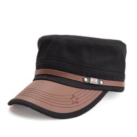 Gorra de Béisbol Vintage de Cuero con Visera de Patchwork, Estilo Casual Unisex, Bordada con Estrella de Cinco Puntas, Gorra para el Sol