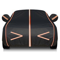 Housse de voiture en aluminium noir avec bandes réfléchissantes orange vif pour une visibilité nocturne et une protection contre la chaleur avec doublure en coton