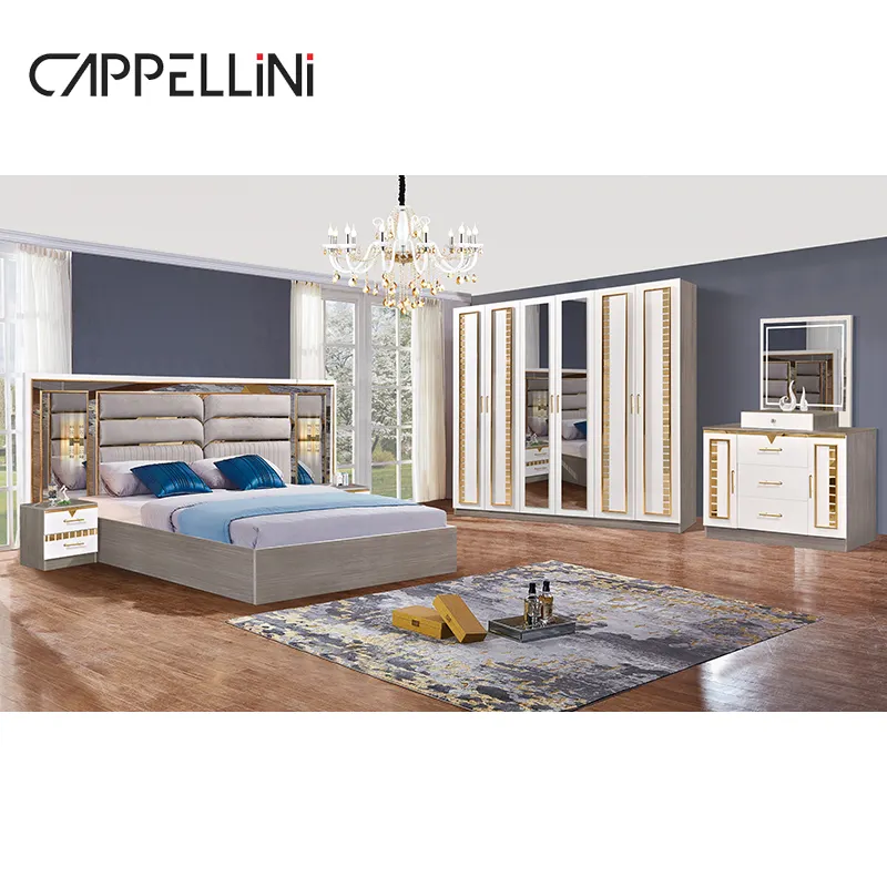 Meubles De Chambre Um Coucher Luxe Complet Cama Queen Size Barato Luxo Moderno King Full Wooden Home Furniture Bedroom Set