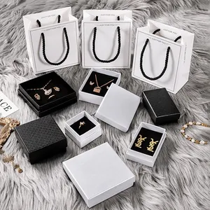 Black Luxury Small Storage Bracelet Earring Necklace Ring Jewelry Paper Box With Logo