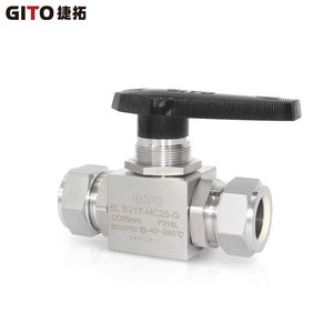 Robinet à bille en acier inoxydable 316L à double compression, haute pression, droit, pour gaz 304 - Product Image 1