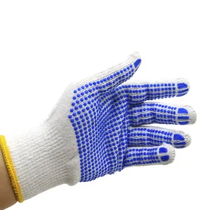 Sarung tangan katun keselamatan perlindungan pekerja tahan lama sarung tangan kerja sejuk tahan aus tebal dengan mesin Dot Beads antiselip