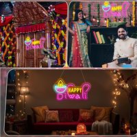 Happy Diwali Décorations Diwali Neon Sign 2025 Deepawali Party Décoration Diya LED Neon Light Signs