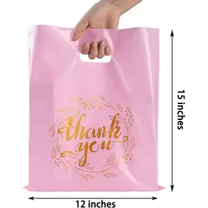 Hot Selling Cheap Custom Logo Printed Reusable Foldable Handle Pink Shopping Mailing Bags Die Cut Plastic Carry Bag