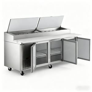 Commercial Three-door Salad Prep <b>Table</b>, Ventilated Cooling Refrigerated Cabinet with Digital Temperature Control - Product Image 2