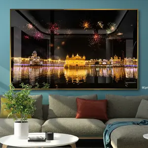 Modern Landscape Crystal Porcelain Painting Golden Temple art Picture With Frames Living Room decor