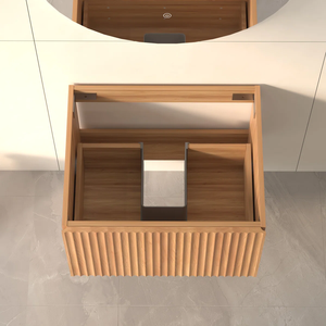 Mueble <span class=keywords><strong>de</strong></span> Baño Flotante Moderno con Gabinete <span class=keywords><strong>de</strong></span> Madera Acanalado, Cajón <span class=keywords><strong>de</strong></span> Almacenamiento Grande y Lavabo <span class=keywords><strong>de</strong></span> Piedra Artificial para Renovación <span class=keywords><strong>de</strong></span> Baños - Product Image 6