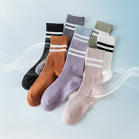 Chaussettes de yoga transparentes personnalisées pour femmes, antidérapantes, respirantes, en bambou tricoté, compression en coton, pour le sport, le pilates et le quotidien