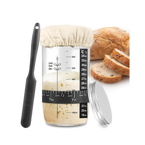 New Design Premium Sourdough Starter Jar With Thermometer/Date Marked Feeding Band/<b>Scraper</b>/Cloth Cover and Metal Lid - Product Image 1