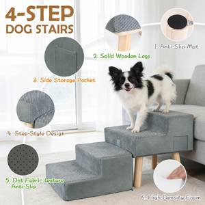 Pet Stairs Luxury Breathable for Small <b>Dogs</b> & Senior Cats to Get on the <b>Bed</b> Three-Step Low-Rise Step Ladder Dual-Use Design - Product Image 3
