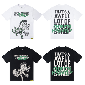 Camiseta de manga corta para hombre, 100% algodón de alta calidad, corte oversize con hombros caídos, estampada, con diseño 'THAT'S a AWFUL LOT of COUGH SYRUP 26', escaneable - Product Image 4