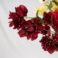 Bouganvillier en Soie Réaliste à 7 Branches, Feuilles Rouge Violet Profond, Fleurs pour Décoration de Noël, Remise de Diplôme, Maison et Jardin, 90cm