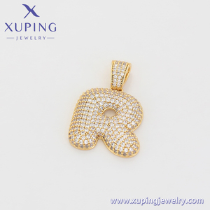 X000694861 เครื่องประดับ XUPING ตัวอักษร <span class=keywords><strong>R</strong></span> เรียบง่าย ชุบทอง 14K เครื่องประดับผู้หญิง ประดับเพชรซิร์โคเนีย จี้ห้อยคอสวยงามสำหรับสร้อยคอ - Product Image 3