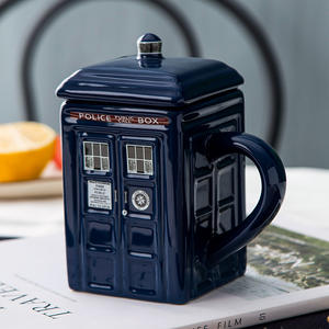 Hot Selling British <b>Police</b> Booth Ceramic Mug Creative Design With Telephone Booth Porcelain Lid <b>for</b> Coffee Tea - Product Image 1