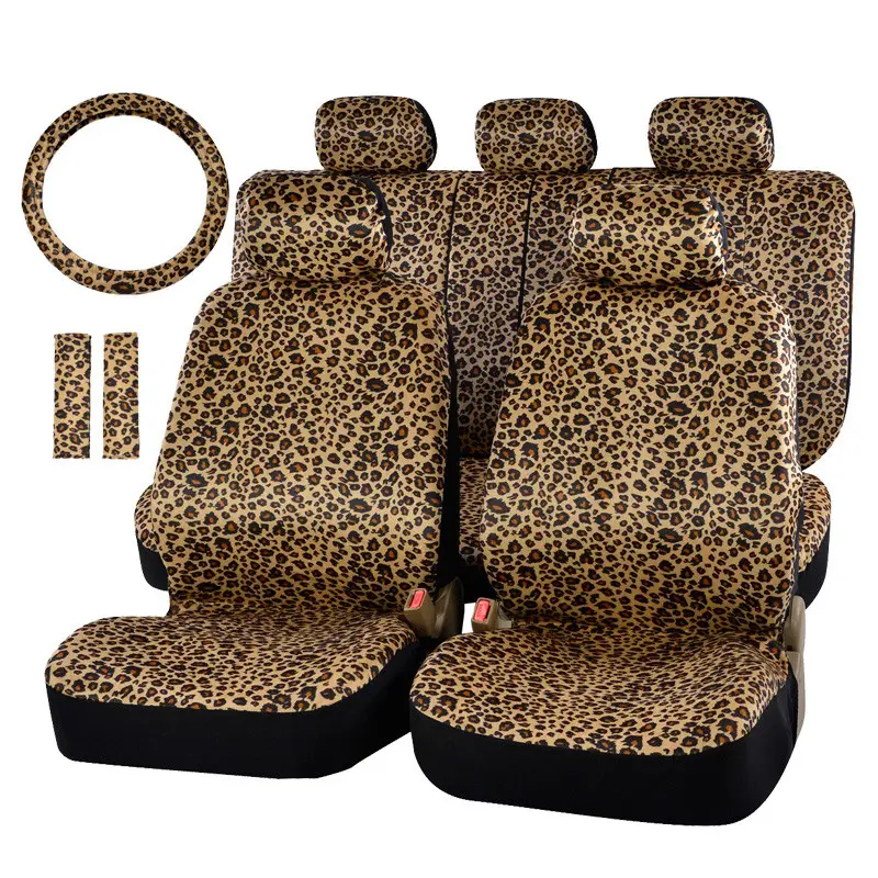Funda de lujo con estampado de leopardo para cinturón de seguridad, protectores de asiento de coche, cubierta Universal