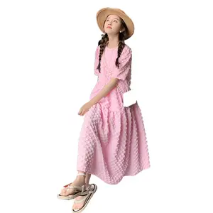 Bubble Plaid Dress Sweet Gentle Princess Dress 3D Casual Dresses French Style Loose Women's Mid-length Summer Custom 2023 Pink