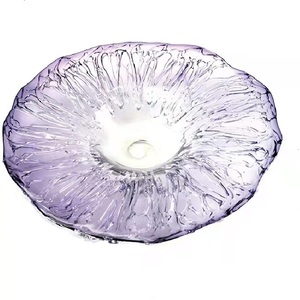 Modern Hand Blown Glass Art Bright Color Flower Plates Wall Art Decor