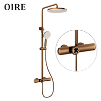 Ensemble de douche pluie multifonctionnel de luxe haut de gamme en laiton brossé or rose thermostatique