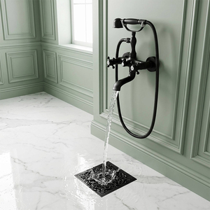 Robinet de baignoire vintage noir mat à montage mural, style téléphone traditionnel, mitigeur <span class=keywords><strong>bain</strong></span>-douche avec deux poignées croisées pour villa de luxe - Product Image 2