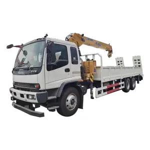 Japonya isuzu 700p 5 ton 6.3 ton 10 ton çekici vinç kamyon 4x 2 teslimat kamyonu flatbed vinç ile