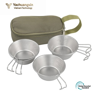 Juego de Vajilla Desechable Ecológico para Acampar al Aire Libre, Taza de Acero Inoxidable con Asa - Product Image 6
