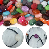Manik-manik Akrilik Oval Pipih Grosir 15x19mm Dua Warna Motif Marmer Berawan untuk Pembuatan Perhiasan Kalung Pakaian DIY